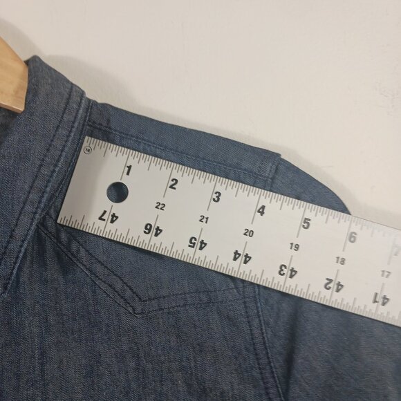 Old Navy Denim Dress, Shift with Belt, Size Medium, Long Sleeve, 1/4 Button Down - Picture 12 of 15